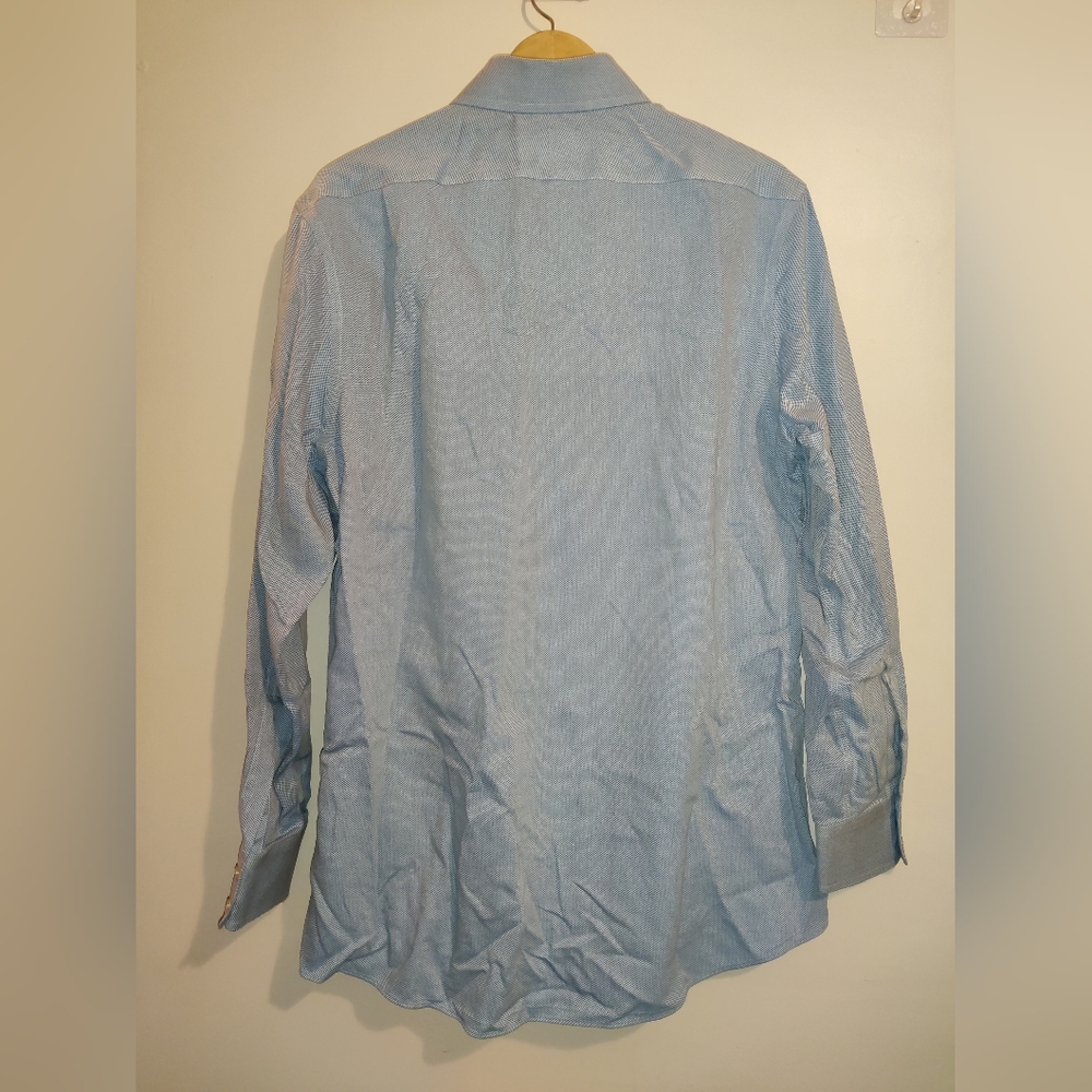 Charles Tyrwhitt Men’s Non-Iron Slim Fit Chevron Dress Shirt Blue 16 - 1/2 - 35" - Picture 3 of 3